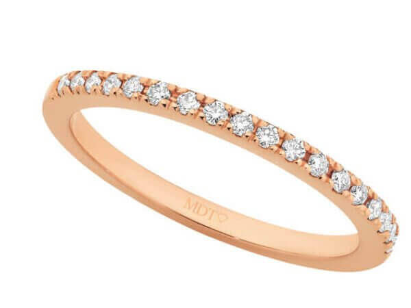 A Rose gold claw set wedding ring C571 with round diamonds.