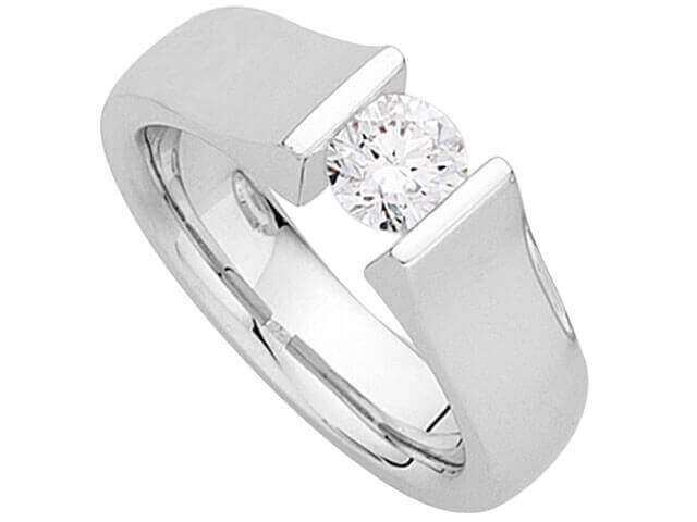 A Tension Set Round Brilliant Cut Diamond C770 white gold engagement ring.