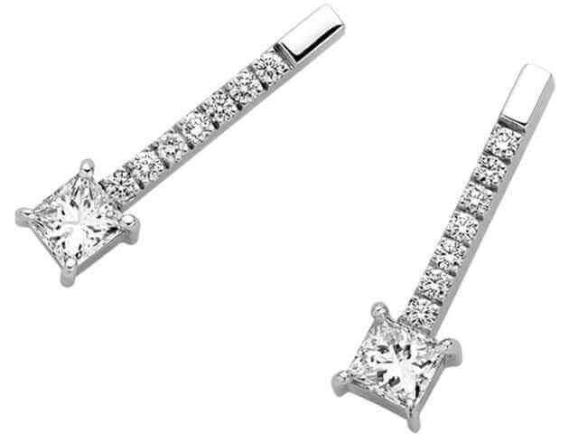 Drop Stud Diamond Earrings C820 in white gold.