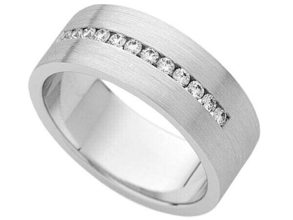 A White Gold Gents Wide Diamond Set Band C865 featuring white gold and diamond set.