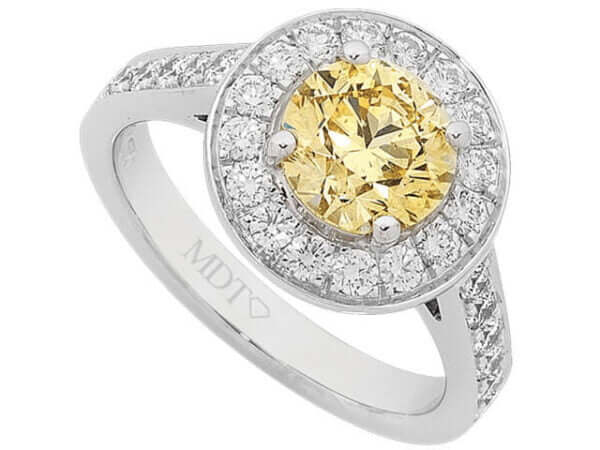 Fancy Yellow Round Halo Diamond Ring C949