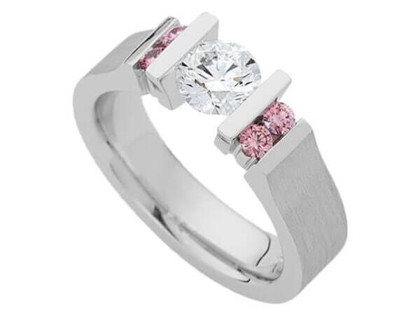 A Tension Set White & Pink Diamond Ring C950 with exquisite pink diamonds.