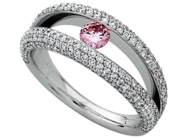 Tension Set Argyle Pink Diamond Ring C952