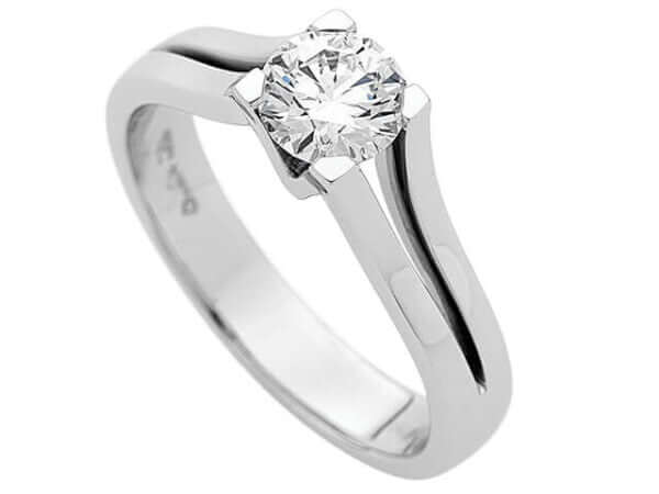 A white gold Double Split Solitaire Round Brilliant Diamond Ring C956 engagement ring.