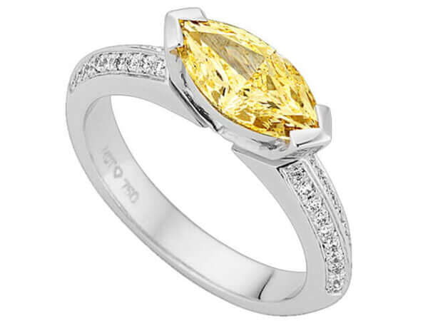 Australian Marquise Shaped Fancy Yellow Diamond Ring C987