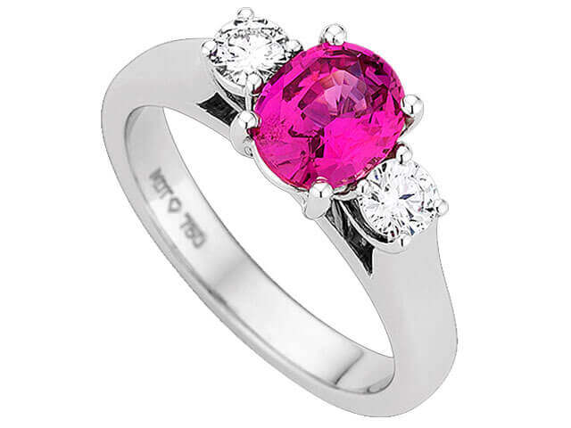 Oval Shaped Pink Sapphire & Diamond Ring C1214