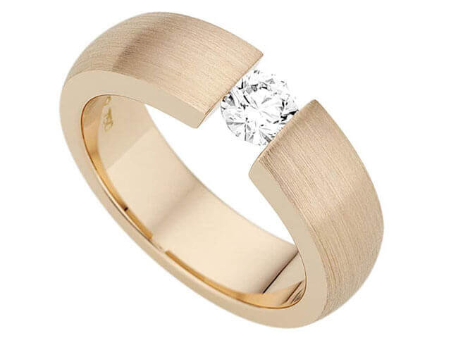 A Rose Gold Tension Set Round Diamond Ring C446 tension set in rose gold.