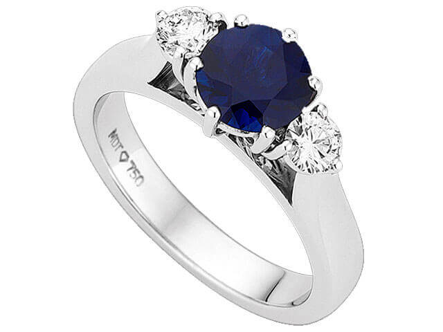 An All Australian Blue Sapphire & Diamonds Ring C1212 in white gold.