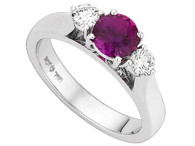 Round Pink Sapphire & Diamonds Ring C1205