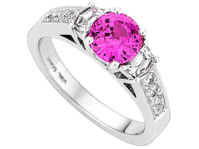 Round cut Pink Sapphire With Diamonds C1210