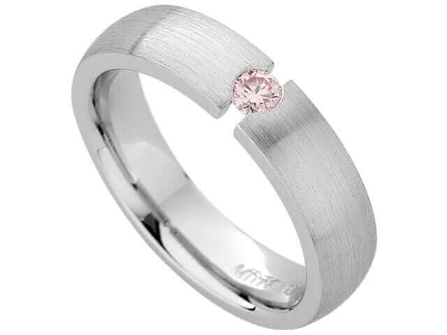 Tension Set Argyle Pink Diamond Ring With Curved Gap C632