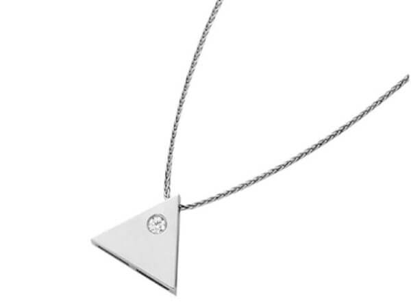 A Triangular Shaped Diamond Pendant C752 adorned with a diamond.