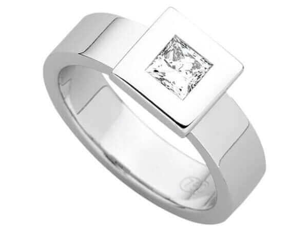 A stunning Bezel Set Princess Cut Diamond Ring C920 crafted in white gold for an elegant look.