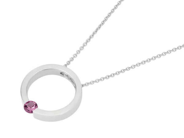 White Gold Tension Set Pink Sapphire Pendant C1061-Pink Sapphire