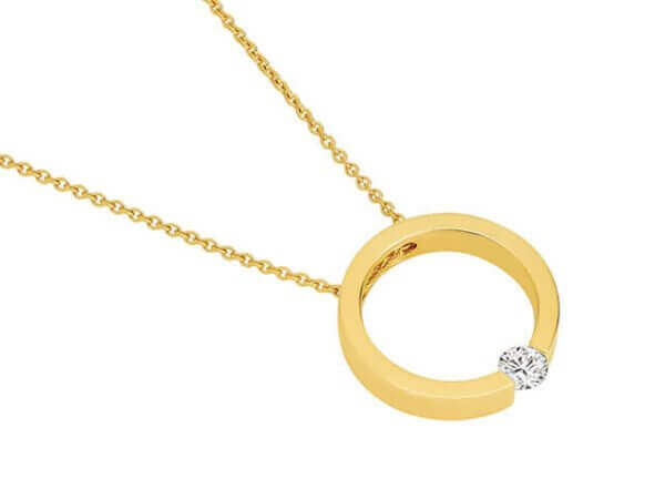 Tension set yellow gold diamond necklace C1064-YG