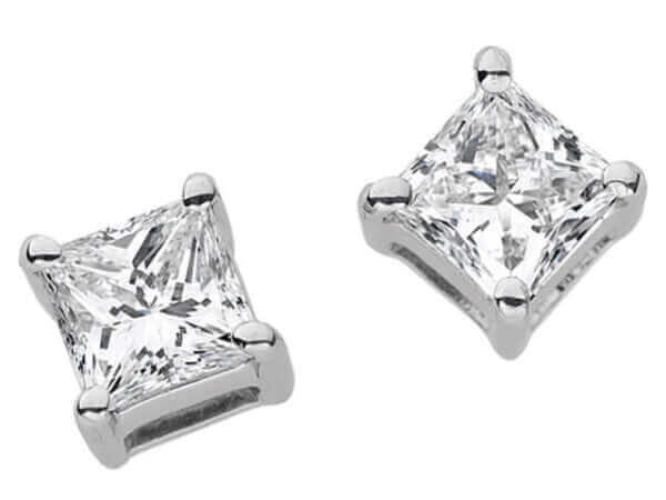 White Gold Princess Cut Diamond Stud Earrings C634. These elegant earrings feature a dazzling White Gold Princess Cut Diamond Set in lustrous white gold, creating a stunning and timeless accessory. Perfect for adding a touch of sophistication to any outfit.