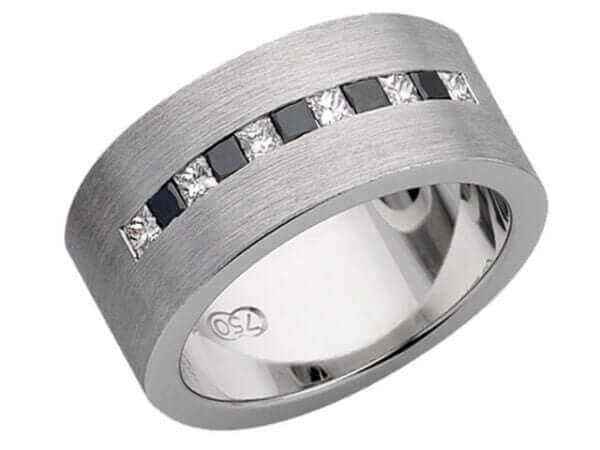 A White Gold Wide Diamond Set Band C639 men's wedding band.