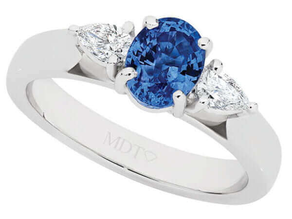 Trilogy diamond and sapphire engagement ring C1201