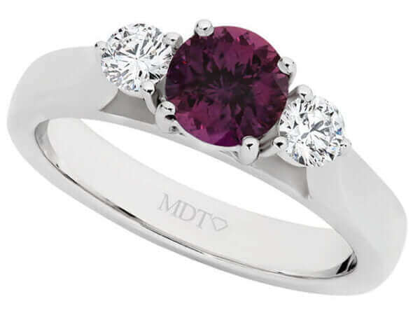 Trilogy diamond and ruby engagement ring C1205