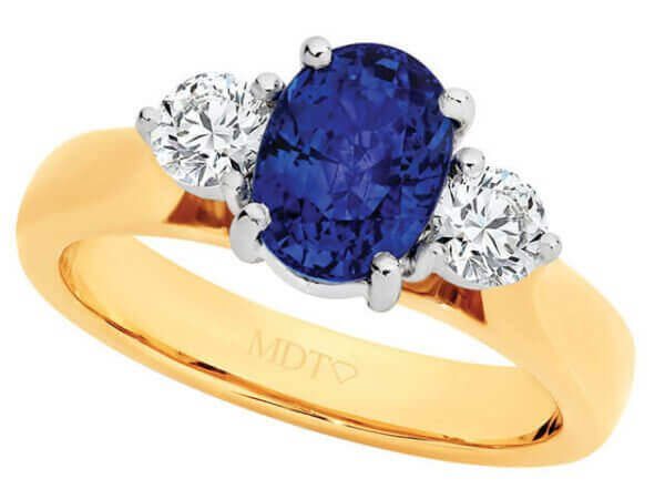 Sapphire and diamond trilogy engagement ring C1205