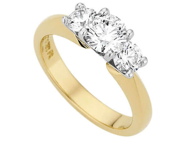 Yellow Gold and Platinum Three Stone Round Diamond Ring C1057