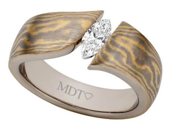 A Mokume Gane Ring with a marquise cut diamond in the center would be replaced with "Mokume Gane Ring with Marquise Diamond C724".