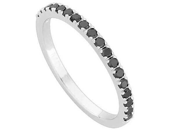 A Claw Set Black Diamond Wedding Ring C740 in white gold.