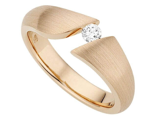 Rose Gold Half Round Tension Set Diamond Ring C745