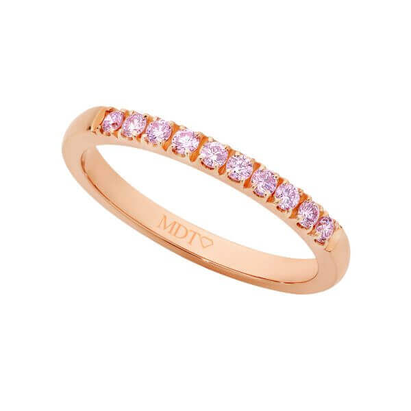 Rose gold claw set pink diamond wedding ring C572-Pink