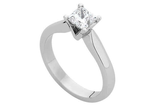 A Solitaire Princess Cut Diamond Engagement Ring C935 with a solitaire design, crafted in white gold.