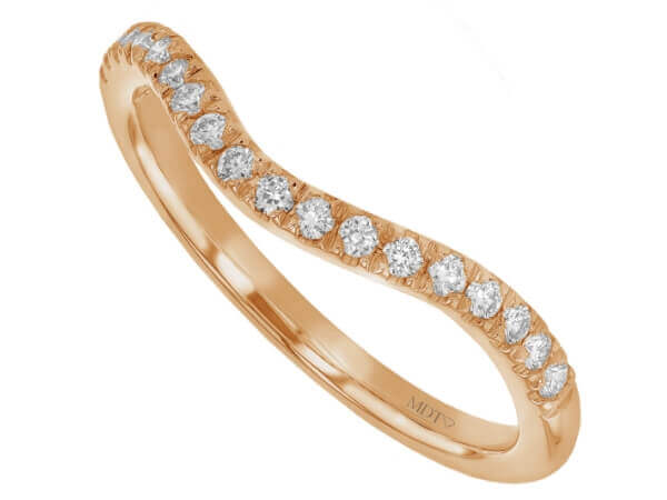 An 18k rose gold Claw Set Diamond Wedding Ring with Curve C615, featuring claw set diamonds.