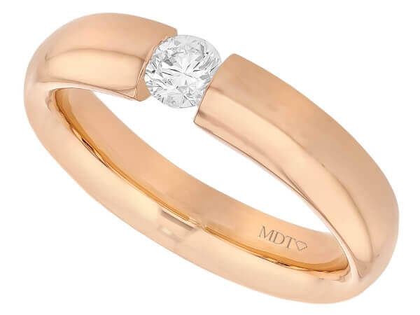 A Diamond Tension Set with Rounded Band and Polished Finish C015 in rose gold.