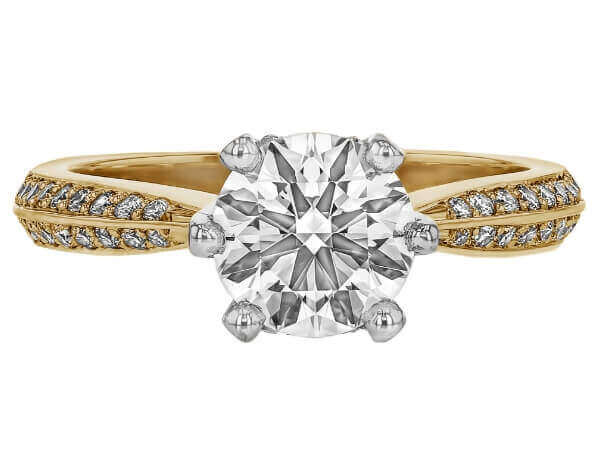 A close up of a 6 Claw Hidden Halo Diamond Engagement Ring C675.