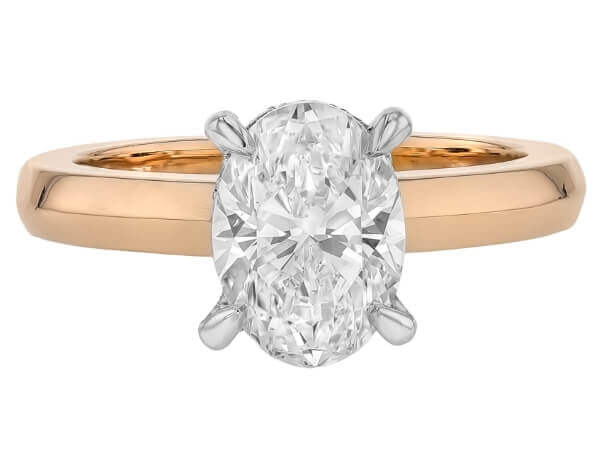 A stunning Oval Diamond Engagement Ring with Diamond Hidden Halo C560 in 18k rose gold.