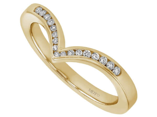 A yellow gold Pointed Diamond Wedding Ring with Channel Setting C1068 wedding band.