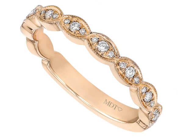 A Women’s Grain Set Diamond Wedding Band in Rose Gold C1066, perfect for women seeking a stunning diamond wedding band.