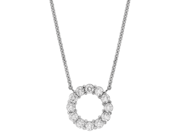 circle claw set diamond pendant necklace c591