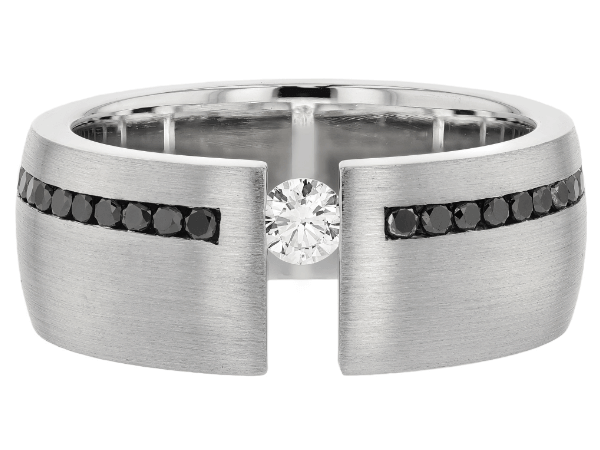 tension set diamond ring with black diamonds c654