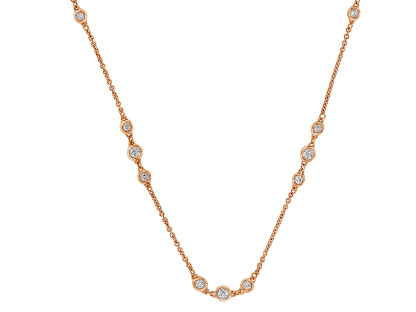 gold bezel set diamond necklace chains c986