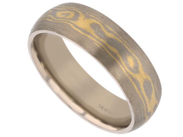 gold mokume gane ring for men c700 5