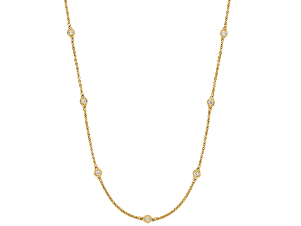 gold bezel set diamond necklace chains c986