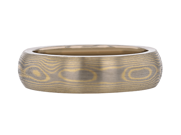 white and yellow gold mokume gane ring with white gold tracks c715