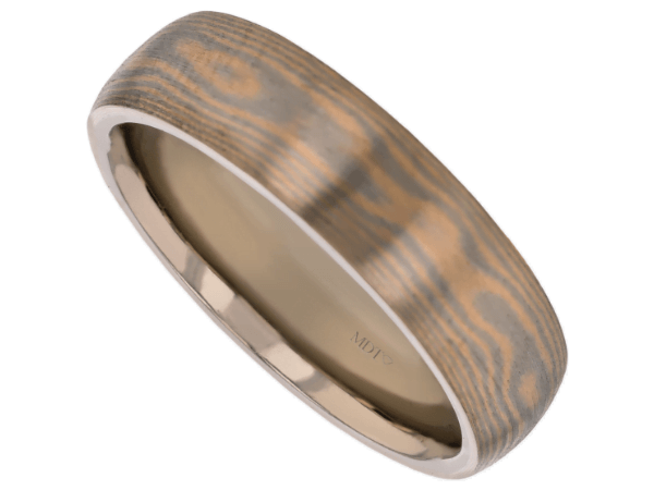 wide yellow and white gold mokume gane men’s ring c700 8