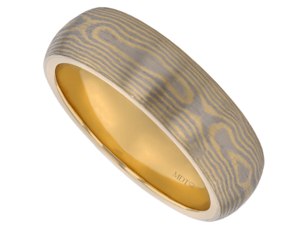 white and yellow gold men’s mokume wedding ring c700 6